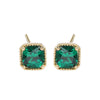 Wholesale Women's Light Luxury Geometric 925 Sterling Silver Square Emerald Zircon Earrings