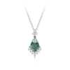 Wholesale Women's Light Luxury Geometric Style S925 Silver Necklace Set With Gemstones Featuring Oshaped Chain And Kite Cut Green Moss Stone