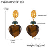 Wholesale Women's Light Luxury Geometric Tiger Eye 316L Stainless Steel 18K Gold Electroplated Pendant Earrings Combination
