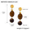 Wholesale Women's Light Luxury Geometric Tiger Eye 316L Stainless Steel 18K Gold Electroplated Pendant Earrings Combination