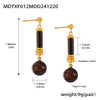 Wholesale Women's Light Luxury Geometric Tiger Eye 316L Stainless Steel 18K Gold Electroplated Pendant Earrings Combination