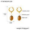 Wholesale Women's Light Luxury Geometric Tiger Eye 316L Stainless Steel 18K Gold Electroplated Pendant Earrings Combination