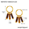 Wholesale Women's Light Luxury Geometric Tiger Eye 316L Stainless Steel 18K Gold Electroplated Pendant Earrings Combination