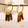 Wholesale Women's Light Luxury Geometric Tiger Eye 316L Stainless Steel 18K Gold Electroplated Pendant Earrings Combination