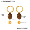 Wholesale Women's Light Luxury Geometric Tiger Eye 316L Stainless Steel 18K Gold Electroplated Pendant Earrings Combination