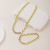 Wholesale Women's Light Luxury Geometric Titanium Steel And Copper Electroplated Cuban Chain Short Necklace With Diamonds