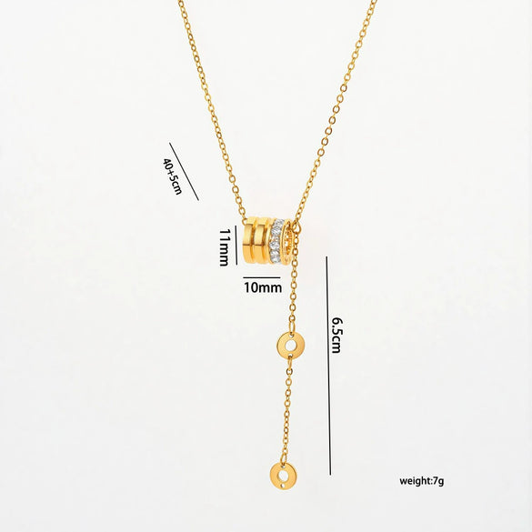 Wholesale Women's Light Luxury Geometric Titanium Steel And Copper Necklace With 18K Real Gold Plating