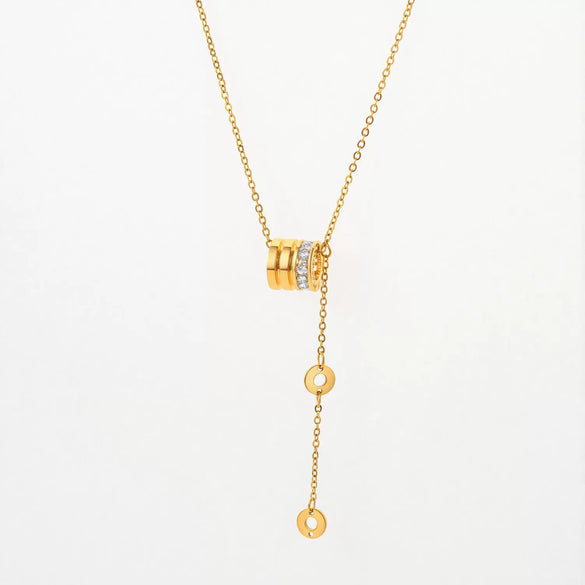 Wholesale Women's Light Luxury Geometric Titanium Steel And Copper Necklace With 18K Real Gold Plating