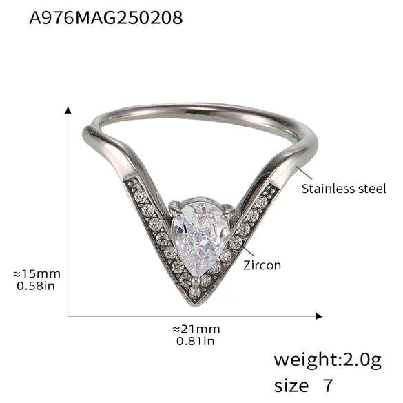 Wholesale Women's Light Luxury Geometric Titanium Steel Electroplated Ferris Wheel Vshaped Adjustable Ring