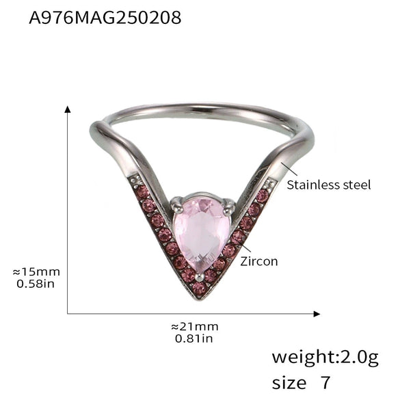 Wholesale Women's Light Luxury Geometric Titanium Steel Electroplated Ferris Wheel Vshaped Adjustable Ring