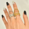 Wholesale Women's Light Luxury Geometric Titanium Steel Electroplated 18K Diamond Double Finger Ring Stacking Accessories