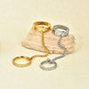 Wholesale Women's Light Luxury Geometric Titanium Steel Electroplated 18K Diamond Double Finger Ring Stacking Accessories