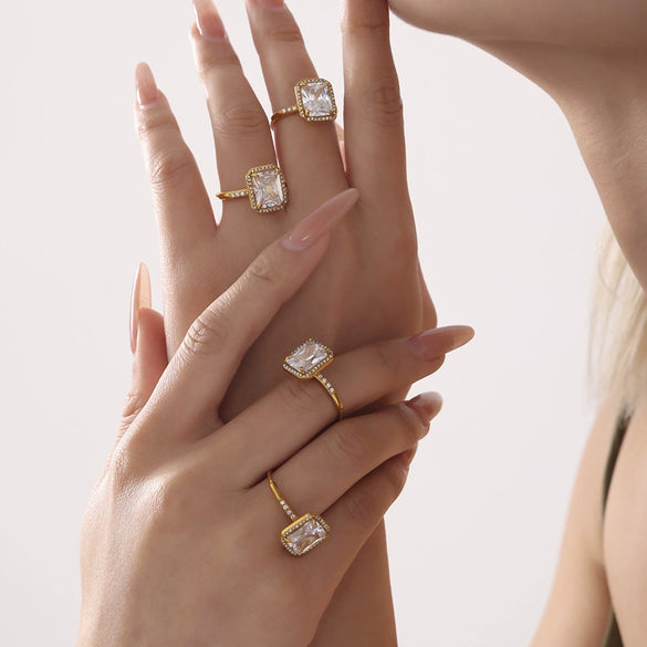 Wholesale Women's Light Luxury Geometric Titanium Steel Electroplated Opening Adjustable Ring