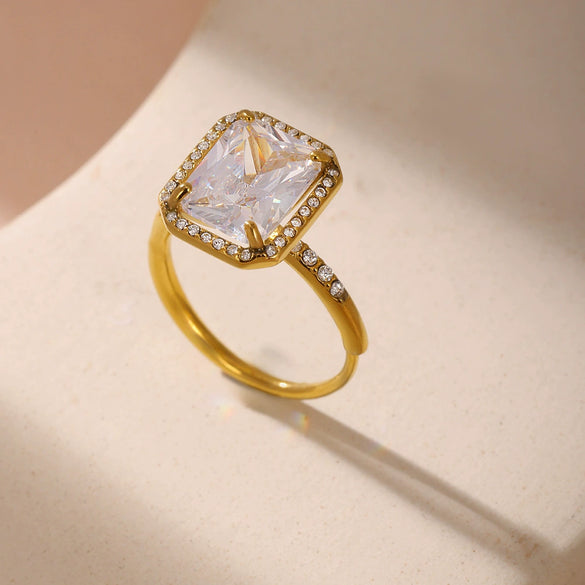 Wholesale Women's Light Luxury Geometric Titanium Steel Electroplated Opening Adjustable Ring
