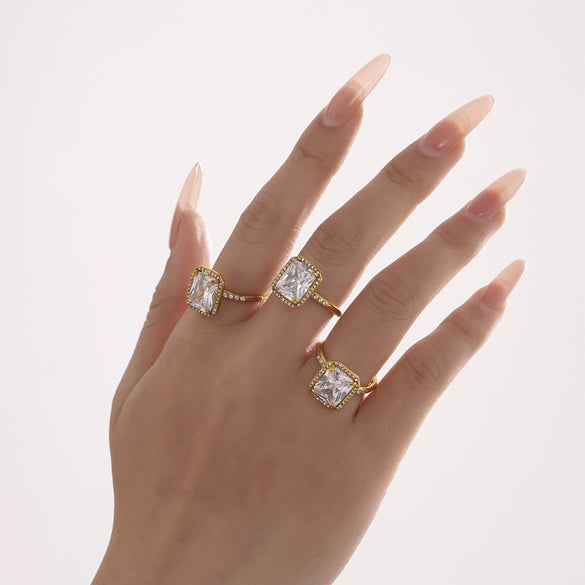 Wholesale Women's Light Luxury Geometric Titanium Steel Electroplated Opening Adjustable Ring