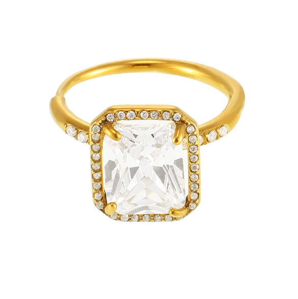 Wholesale Women's Light Luxury Geometric 316L Stainless Steel Opening Adjustable Ring With Electroplating