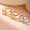 Wholesale Women's Light Luxury Geometric 316L Stainless Steel Opening Adjustable Ring With Electroplating