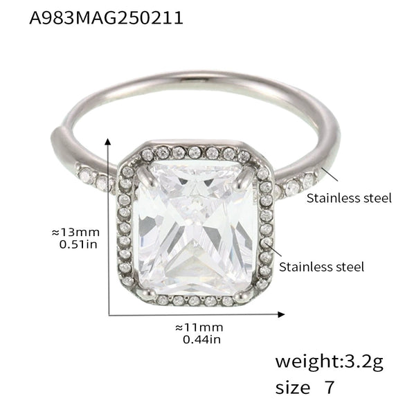 Wholesale Women's Light Luxury Geometric 316L Stainless Steel Opening Adjustable Ring With Electroplating