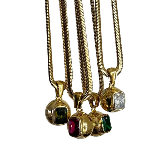Wholesale Women's Light Luxury Geometric Titanium Steel Pendant Necklace With Snake Bone Chain Real Gold Electroplated