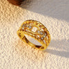 Wholesale Women's Light Luxury Geometric Titanium Steel Ring Set With Diamonds