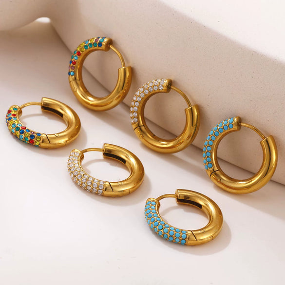 Wholesale Women's Light Luxury Geometric Titanium Steel Stainless Steel Electroplated Ferris Wheel Circle Earrings