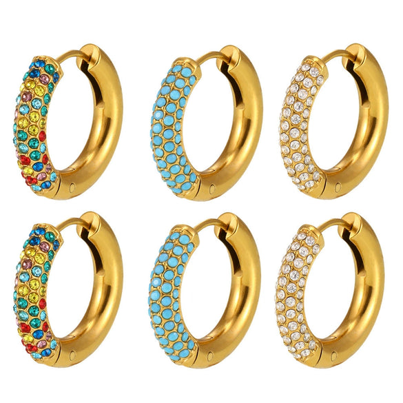Wholesale Women's Light Luxury Geometric Titanium Steel Stainless Steel Electroplated Ferris Wheel Circle Earrings