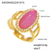 Wholesale Women's Light Luxury Geometric 316L Stainless Steel Zircon Inlaid Open Ring Jewelry Plated 18K Gold
