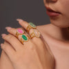 Wholesale Women's Light Luxury Geometric 316L Stainless Steel Zircon Inlaid Open Ring Jewelry Plated 18K Gold