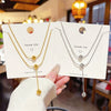 Wholesale Women's Light Luxury Geometric Titanium Steel Zirconia Snake Bone Chain Necklace With Small Round Beads