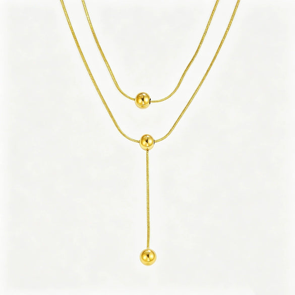 Wholesale Women's Light Luxury Geometric Titanium Steel Zirconia Snake Bone Chain Necklace With Small Round Beads