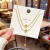Wholesale Women's Light Luxury Geometric Titanium Steel Zirconia Snake Bone Chain Necklace With Small Round Beads