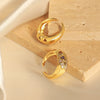 Wholesale Women's Light Luxury Geometric Triangle Inlaid Zircon Opening Ring Made Of Titanium Steel With Electroplating