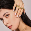 Wholesale Women's Light Luxury Geometric Triangle Inlaid Zircon Opening Ring Made Of Titanium Steel With Electroplating