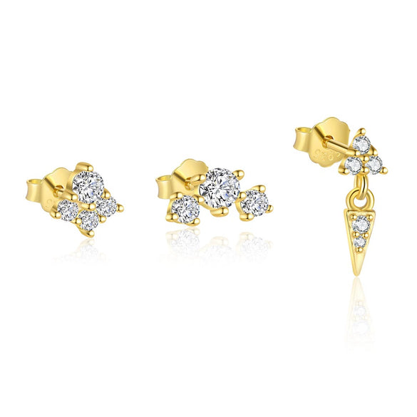 Wholesale Women's Light Luxury Geometric Triangle Zirconium Earrings 925 Sterling Silver