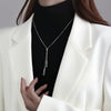 Wholesale Women's Light Luxury Geometric Triangular Tassel Electroplated Titanium Steel Box Chain Necklace