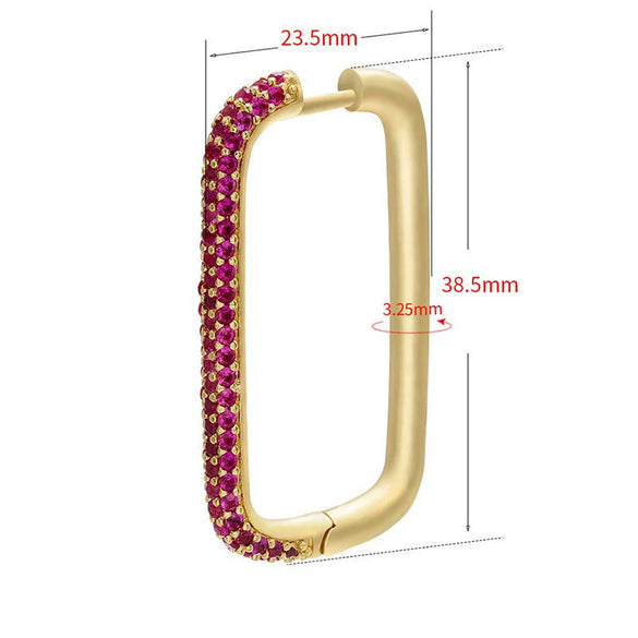 Wholesale Women's Light Luxury Geometric U Shaped Copper Inlaid Colored Diamond Earring