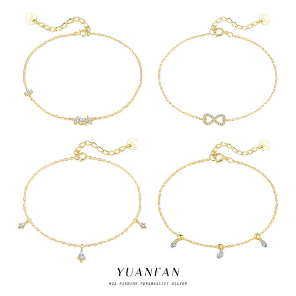 Wholesale Women's Light Luxury Geometric Water Drop S925 Sterling Silver Bracelet With Zirconia