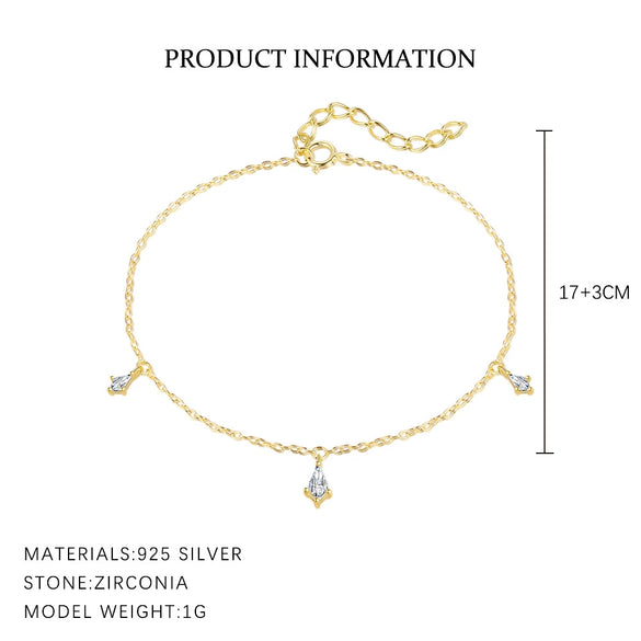 Wholesale Women's Light Luxury Geometric Water Drop S925 Sterling Silver Bracelet With Zirconia