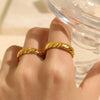 Wholesale Women's Light Luxury Geometric Woven Texture Vein 316L Stainless Steel Ring With Electroplating