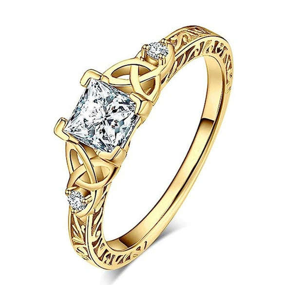 Wholesale Women's Light Luxury Geometric Zircon Copper Ring Jewelry
