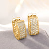 Wholesale Women's Light Luxury Geometric Zircon Inlaid Hollow Ear Button Earrings