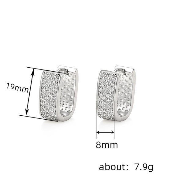 Wholesale Women's Light Luxury Geometric Zircon Inlaid Hollow Ear Button Earrings