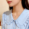 Wholesale Women's Light Luxury Geometric Zircon Inlaid Titanium Steel And Copper Necklace With Water Wave Chain