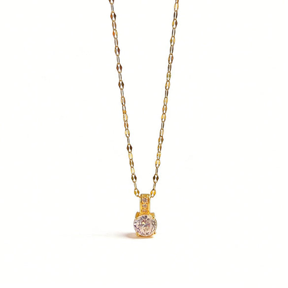 Wholesale Women's Light Luxury Geometric Zircon Inlaid Titanium Steel And Copper Necklace With Water Wave Chain