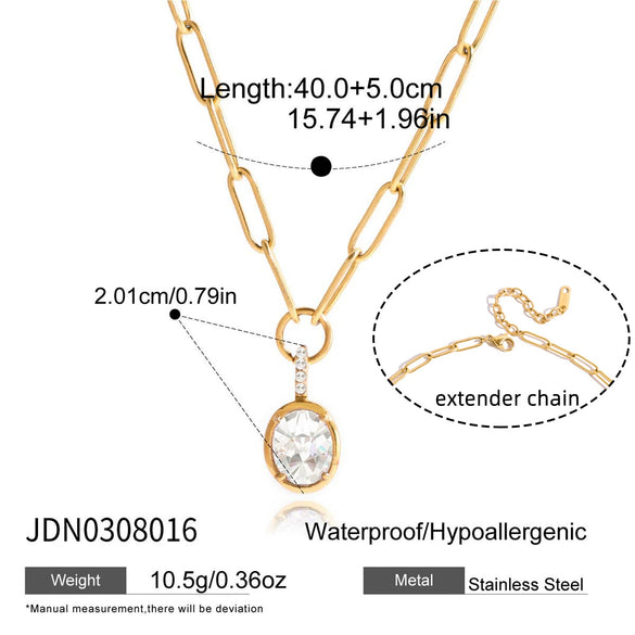 Wholesale Women's Light Luxury Geometric Zircon Stainless Steel Electroplated Necklace