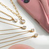 Wholesale Women's Light Luxury Geometric Zircon Stainless Steel Electroplated Necklace