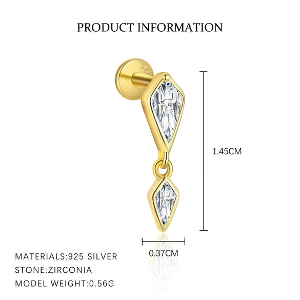 Wholesale Women's Light Luxury Geometric Zircon Tassel Earrings S925 Sterling Silver