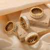 Wholesale Women's Light Luxury Geometric Zirconia Inlaid Goldplated Titanium Steel Ring