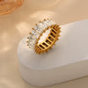 Wholesale Women's Light Luxury Geometric Zirconia Inlaid Goldplated Titanium Steel Ring