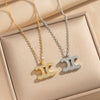 Wholesale Women's Light Luxury Gold Plated Arc De Triomphe Pendant Necklace With Copper Inlaid Zircon And Titanium Steel O Word Chain